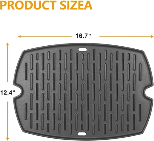 Miniatura 2 de 7582 Inserto de plancha de hierro fundido para parrillas Weber Q Series Q1200 Q1000 Q1400 Q100 Q120 Q140, pieza de repuesto de plancha de cocina