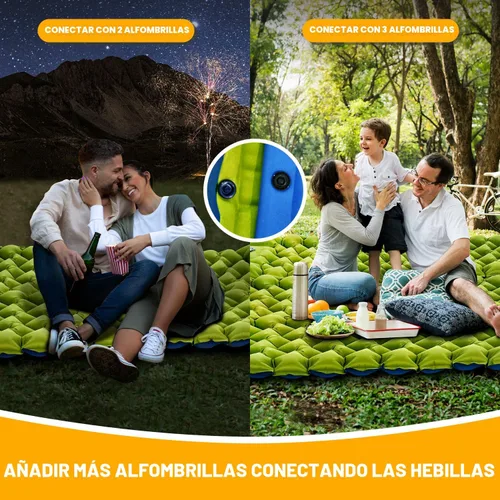 Miniatura 6 de Almohadilla de dormir para camping Oramoose, colchón inflable ultraligero de 4 pulgadas de grosor con almohada, almohadilla de dormir con bomba