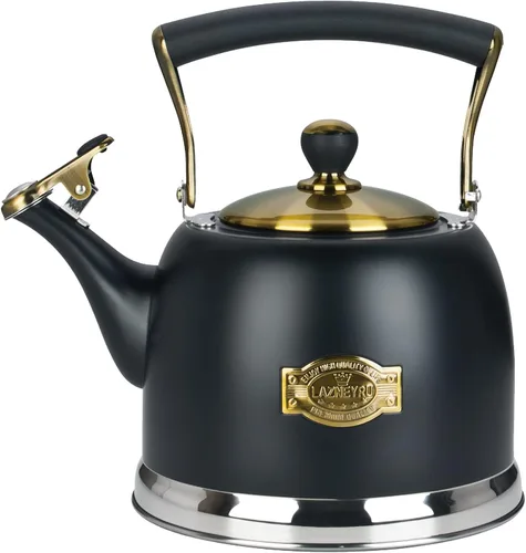 Miniatura 12 de Hervidor de té de acero inoxidable para estufa con mango ergonómico a prueba de calor y silbato de 2.5 cuartos