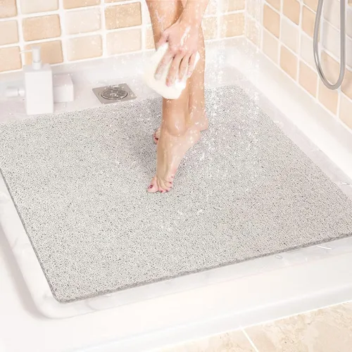Miniatura 48 de LuxStep - Tapete de ducha, de 24 x 36 pulgadas, tapete de baño antideslizante con drenaje, tapete de baño de cloruro de polivinilo, de secado Gris