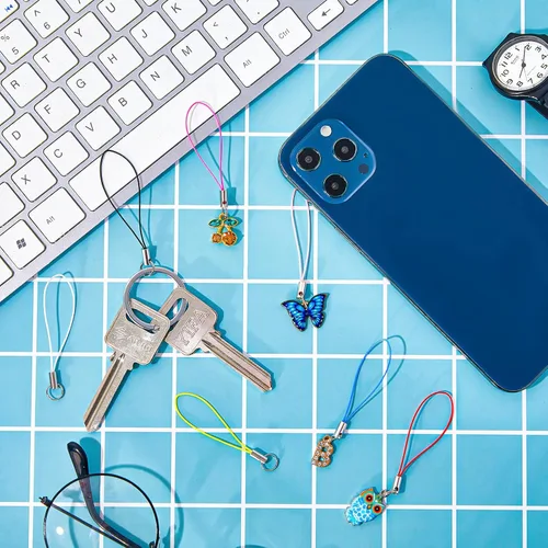 Miniatura 4 de Frienda Lariat - Juego de 200 piezas de correas para teléfono, correa de anillo dividido para teléfono celular, cadena de llavero, cierre colgante