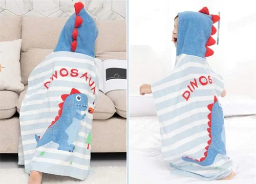 Miniatura 7 de Toalla de playa con capucha para niños, toalla de baño para niños, toalla de baño de algodón con patrón de animales, toalla de ducha para niños