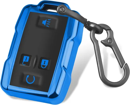 QBUC para funda de llavero Chevy con llavero, funda de llave de TPU suave compatible con Chevy Colorado Silverado Suburban Tahoe GMC Sierra Yukon