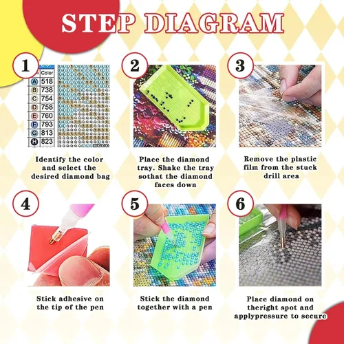 Miniatura 4 de Leatrice Paquete de 6 kits de pintura de diamantes para adultos, kits de arte de diamantes 5D, pinturas de puntos de gemas redondas, taladro