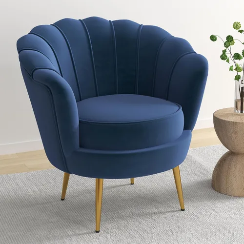 DAGONHIL Silla de Acento Tapizada Moderna de Mediados de Siglo, Sofá Individual de Terciopelo Retro de Ocio con Patas de Metal Dorado para Sala de