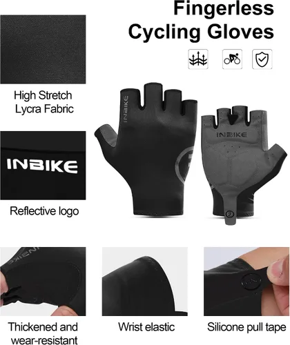 Miniatura 5 de INBIKE Guantes de ciclismo para hombres y mujeres, guantes de bicicleta transpirables ligeros de medio dedo, guantes de ciclismo de montaña
