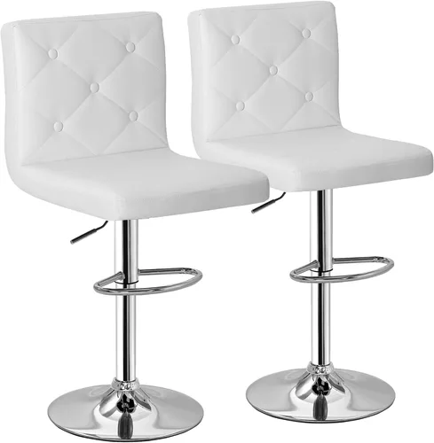 Miniatura 11 de VECELO Juego de 2 taburetes de bar ajustables, taburetes de altura de barra para encimera de cocina