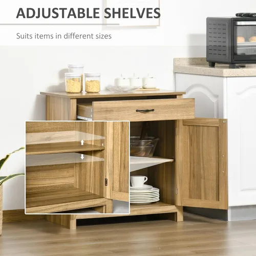 Miniatura 5 de HOMCOM Aparador Estilo Granja Gabinete Buffet, Gabinete de Barra de Café con Puerta de Granero con Cajón y Estante Ajustable para Cocina, Sala