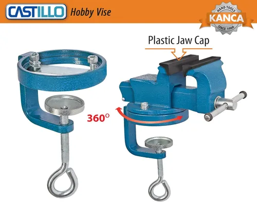 Miniatura 7 de KANCA FINEMECHANICS FM-50, tornillo de banco de 2 pulgadas con base giratoria de 360 grados y máxima durabilidad, mini tornillo de banco