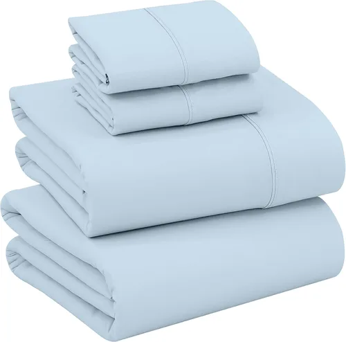 Miniatura 87 de RUVANTI Juego de sábanas divididas tamaño King de 100 % algodón para cama ajustable, 5 piezas, ropa de cama de tejido de percal suave y Guisante