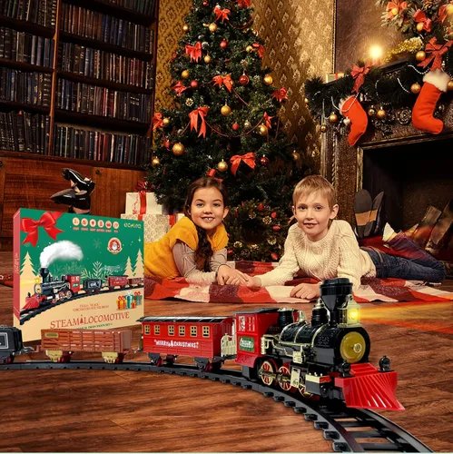 Miniatura 5 de OCHIDO Conjunto de Trenes - Conjuntos de Trenes de Navidad para Debajo del Árbol, Juguete de Tren Eléctrico de Regalo para Niños y Niñas, con Kits