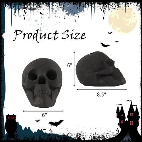 Miniatura 4 de Tangkula Calavera de cerámica para Halloween, calaveras humanas a prueba de fuego, reutilizables, con forma de calavera, decoración de Halloween