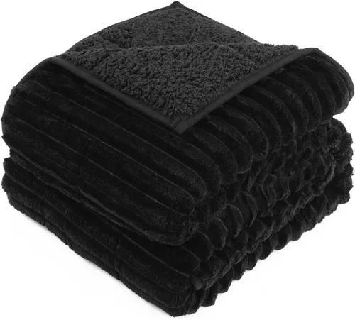 Miniatura 8 de Mr. Sandman Manta con peso de forro polar para adultos, tamaño Queen de 15 libras, manta pesada con jacquard de felpa suave y sherpa cálido, manta