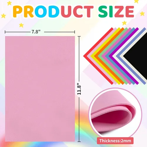 Miniatura 2 de biguphate Paquete de 48 hojas de espuma EVA, 11.8 x 7.87 pulgadas, papel de espuma de 0.079 pulgadas de grosor, 12 colores surtidos para artes