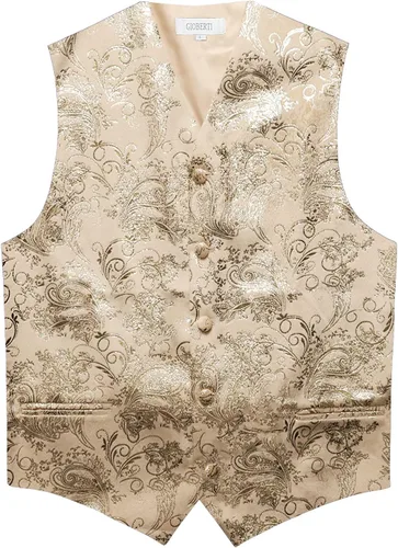 Miniatura 3 de Gioberti Chaleco formal de cachemira de 4 piezas para hombre, corbatín y pañuelo de bolsillo