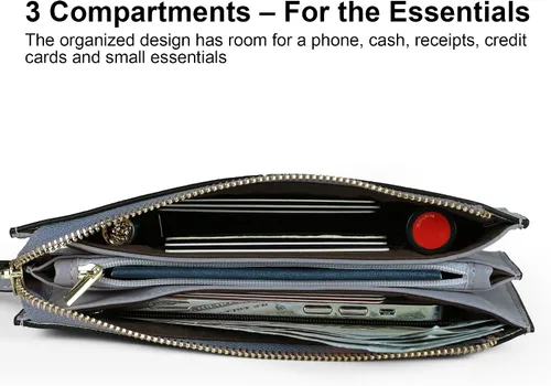 Miniatura 3 de Befen - Bolso clutch de mano de cuero con correa para teléfono celular, organizador de tarjetas
