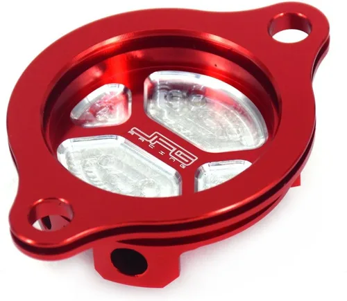 Miniatura 2 de JFG RACING Tapa de Filtro de Aceite de Billete para Moto CRF250R 2004-2009, CRF250X 2004-2017 Dirt Bike, ROJO
