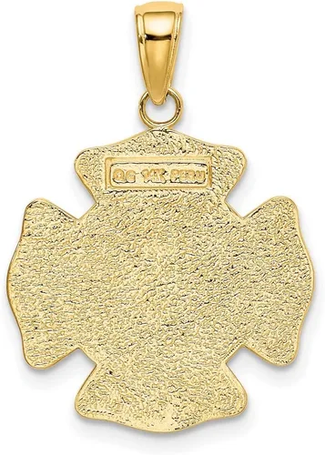 Miniatura 3 de Colgante de San Floriano con insignia de Protect Us Words on Firefighter en oro auténtico de 14 quilates