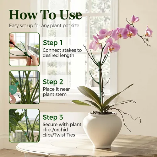Miniatura 4 de Paquete de 10 estacas apilables Monstera para plantas, soportes ajustables para plantas pequeñas en macetas de interior, potos, filodendro, hiedra