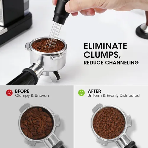 Miniatura 3 de Aieve WDT Tool Espresso, herramienta de distribución, accesorios de expreso, agitador de café de 10 agujas con soporte para barista