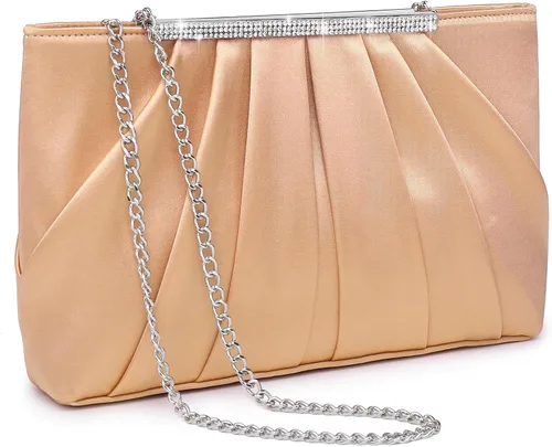 Miniatura 11 de Dasein - Bolsos de mano elegantes con pliegues para mujer, bolsos formales de noche con diamantes de imitación para bodas, fiestas, graduaciones