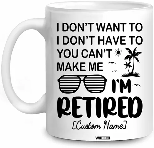 Miniatura 24 de WHIDOBE Taza de jubilación divertida personalizada con texto en inglés "Retired Not My Problem Any", taza para mujeres, hombres, papá, mamá, taza
