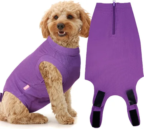 Miniatura 29 de Traje de Recuperación Wabdhaly para Perros, Traje de Cone de Perro con Cremallera Alternativa para Cirugía de Esterilización Femenina, Traje