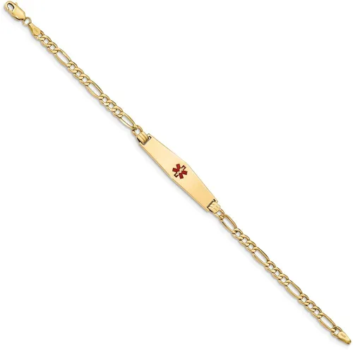 Miniatura 2 de FB Jewels - Pulsera de identificación de oro amarillo de 14 quilates con forma de diamante suave esmalte rojo