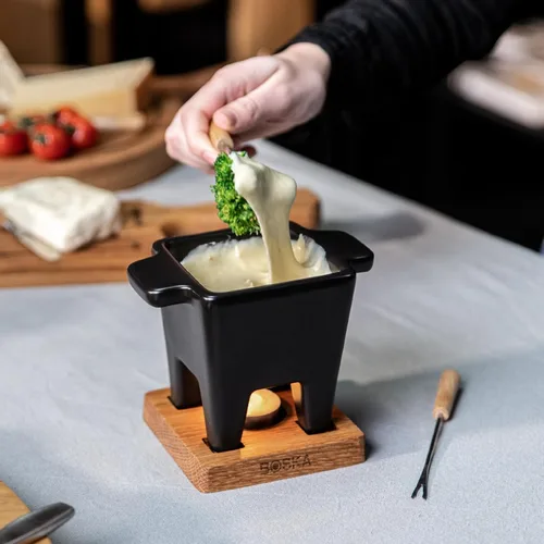 Miniatura 4 de Boska Juego de fondue de tapas con vela de té - Ideal para queso o chocolate - Olla caliente de cerámica apta para microondas - Fuente de chocolate