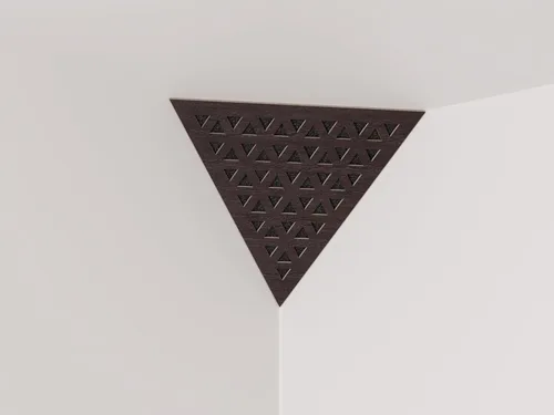 Miniatura 21 de (2 Pack) — Espuma acústica para absorción de sonido y difusión en esquinas de techo, trampa de bajos «Triángulo» con placa HDF laminada perforada