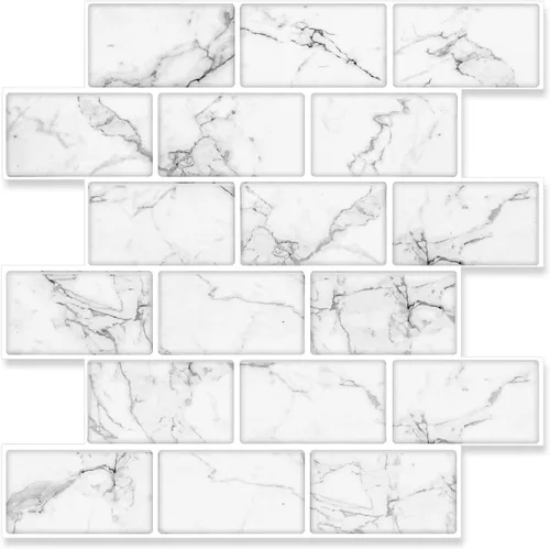 Miniatura 10 de STICKGOO - Azulejos de metro blancos para despegar y pegar, azulejos adhesivos para cocina (paquete de 1, diseño más grueso)