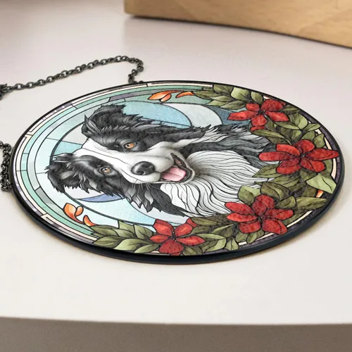 Miniatura 5 de Wrappiness Atrapasoles personalizado para retrato de perro con vitrales – Foto personalizada para perros, regalo de condolencias más profunda por