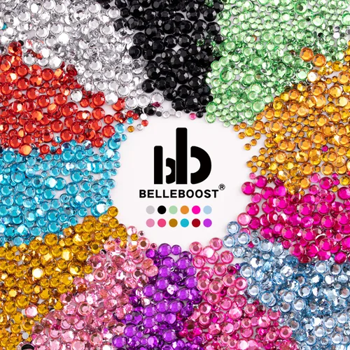Miniatura 2 de Dos paquetes de diamantes de imitación de parte trasera plana, 4520 piezas, diamantes de imitación coloridos para uñas, multicolor + AB + gemas