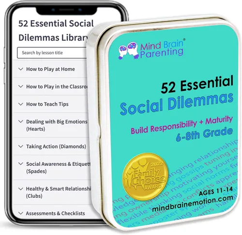 52 dilemas sociales esenciales: habilidades para que niños y adolescentes prosperen en la escuela secundaria - Tarjetas de conversación creadas por
