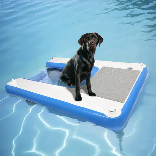 Rampa inflable para barcos para perros de 48 x 32 pulgadas, rampa inflable para barcos y rampas de piscina para perros, rampa antideslizante y
