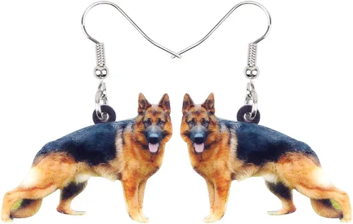DUOWEI German Shepherd Dog Earrings Acrylic Pets Drop Dangle Jewelry Party Birthday Gifts for Women Teen Girls Kids