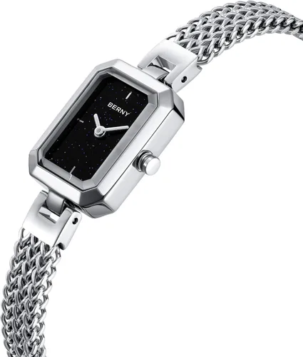 Miniatura 2 de BERNY Relojes para mujer, fácil de cambiar el tamaño, reloj de pulsera para mujer, de acero inoxidable, de lujo, a la moda, pequeño, cuadrado