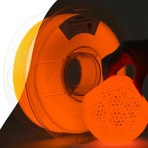 Miniatura 13 de AMOLEN Filamento de impresora 3D de TPU 95A, 0.069 pulgadas que brilla en el verde oscuro, filamento de impresión 3D flexible de TPU suave, alta
