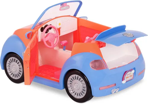 Miniatura 9 de Glitter Girls Paquete de muñeca y vehículo de 14 pulgadas - Cabello rubio y ojos verdes - Coche azul y naranja - Maletero y soportes para cupcakes
