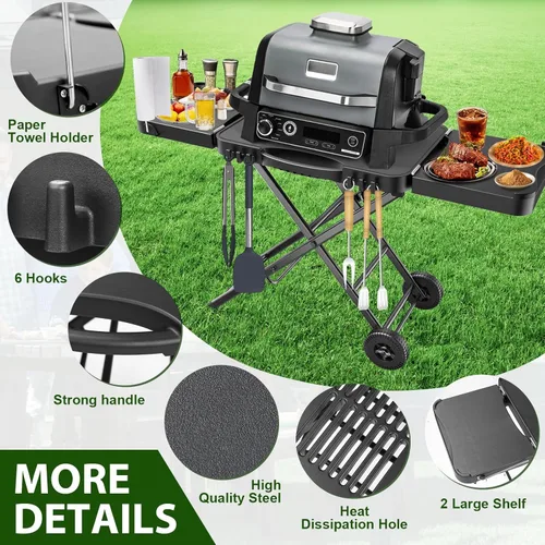 Miniatura 3 de Mesa de Parrilla Plegable para Interior Portátil Compatible con Parrilla de Madera al Aire Libre Ninja (Serie OG701 OG850 OG951), Espacio Grande
