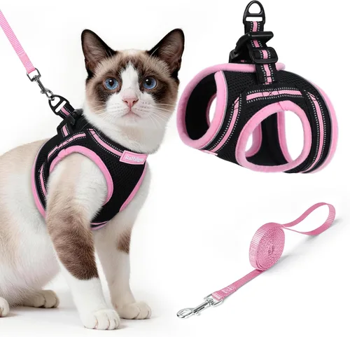 Miniatura 20 de rabbitgoo Juego de arnés y correa para gatos para caminar a prueba de escape, chaleco suave ajustable para gatitos con tira reflectante para gatos