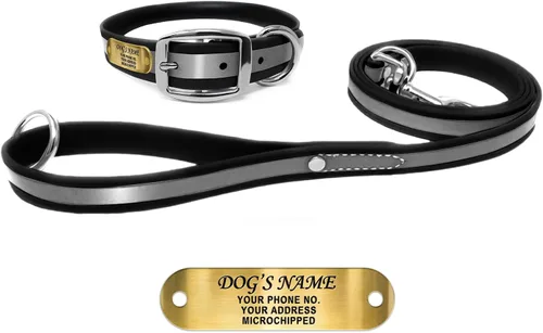Miniatura 10 de Regal Dog Products Collar Reflectante para Perro con Placa de Nombre Grabada Personalizada Collares para Perro Personalizados de Biothane Rosa