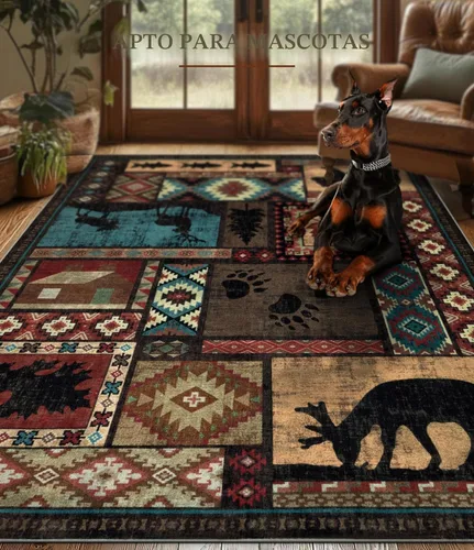 Miniatura 6 de Alfombra de pasillo de 2 x 6 pulgadas para interior - Alfombra de entrada rústica de cabaña con diseño de oso, antideslizante, de pelo bajo