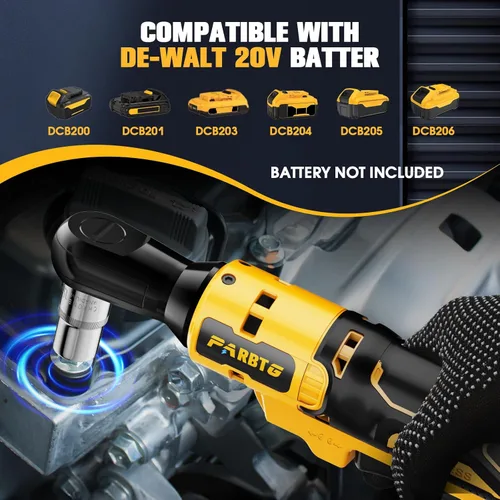 Miniatura 5 de Llave de trinquete inalámbrica de 3/8 pulgadas compatible con batería DeWalt de 20 V máximo, par alto de 74 pies (100 N.m), motor sin escobillas