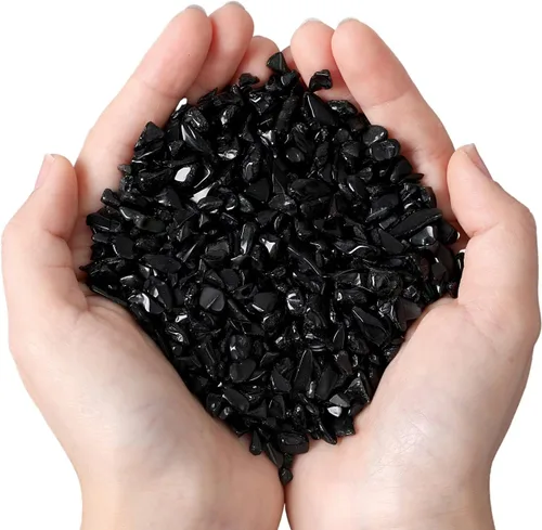 Miniatura 18 de MAIBAOTA Piedras de cristal de obsidiana negra natural de cuarzo para plantas suculentas, pecera pequeña, acuario, grava, piedras decorativas