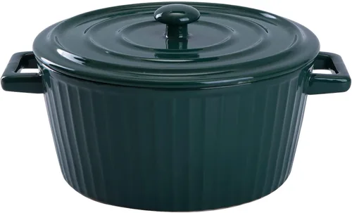 Miniatura 12 de WHJY Cacerola de cerámica azul colorida con tapa, cacerola de cerámica de 1 cuarto para hornear al horno
