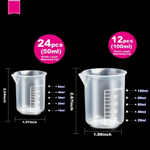 Miniatura 2 de LEOBRO 36 vasos mezcladores de resina, 12 vasos medidores de plástico de 3.5 onzas líquidas para resina, 24 tazas de mezcla de pintura de 1.7 fl oz