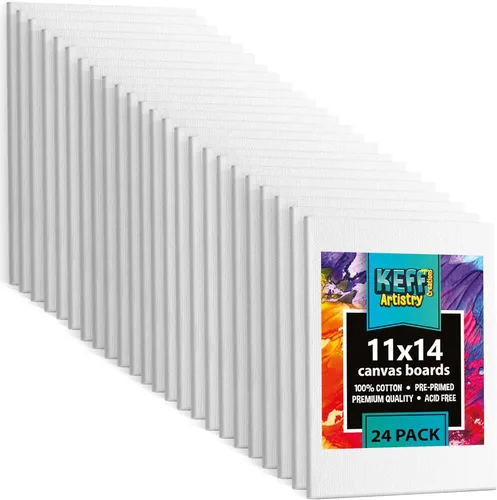 Miniatura 38 de KEFF Lienzo para pintar, paquete de 5 lienzos de 8 x 10 pulgadas, lienzos pequeños 100% algodón con triple imprimación para pintura. Mini lienzos a