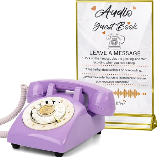 Miniatura 15 de Libro de invitados de audio, teléfono de boda, mensajes de audio personalizados de memoria de 32 GB, volumen ajustable, con función de repetición