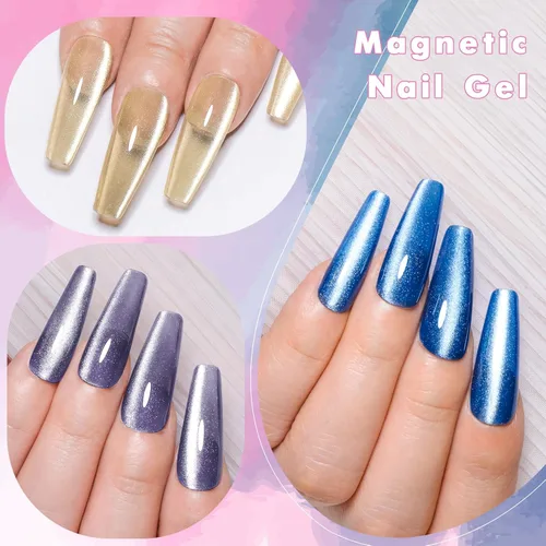 Miniatura 4 de Juego de esmaltes de uñas de gel 9D Cat Eye, esmalte de gel magnético con efecto cielo estrellado, esmalte de gel de ojo de gato con LED UV, kit